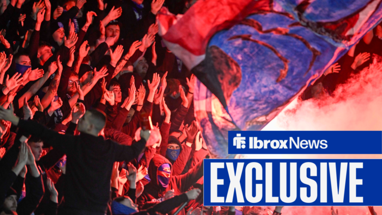 Rangers fans with pyrotechnics and an exclusive banner