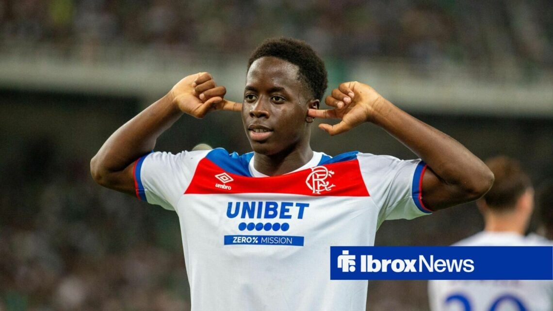 Djeidi Gassama celebrates a goal by putting his fingers in his ears