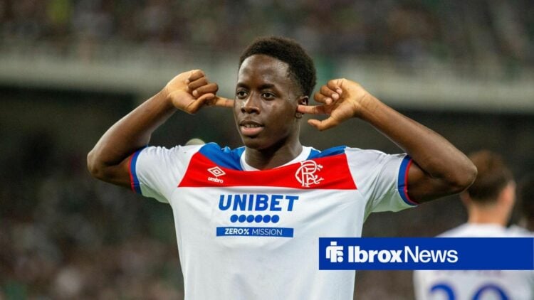 Djeidi Gassama celebrates a goal by putting his fingers in his ears