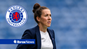 Leanne Crichton with the Rangers badge inset