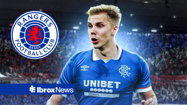 Oliver Antman with the Rangers badge inset