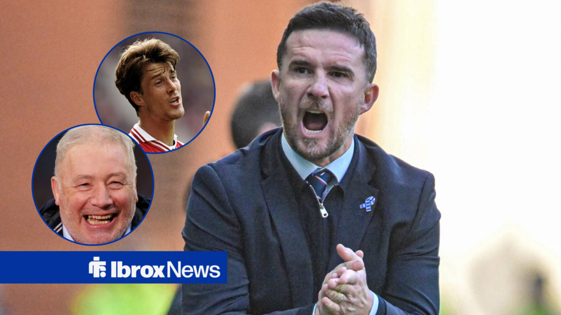 Barry Ferguson with Brian Laudrup and Ally McCoist inset.