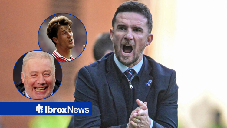 Barry Ferguson with Brian Laudrup and Ally McCoist inset.