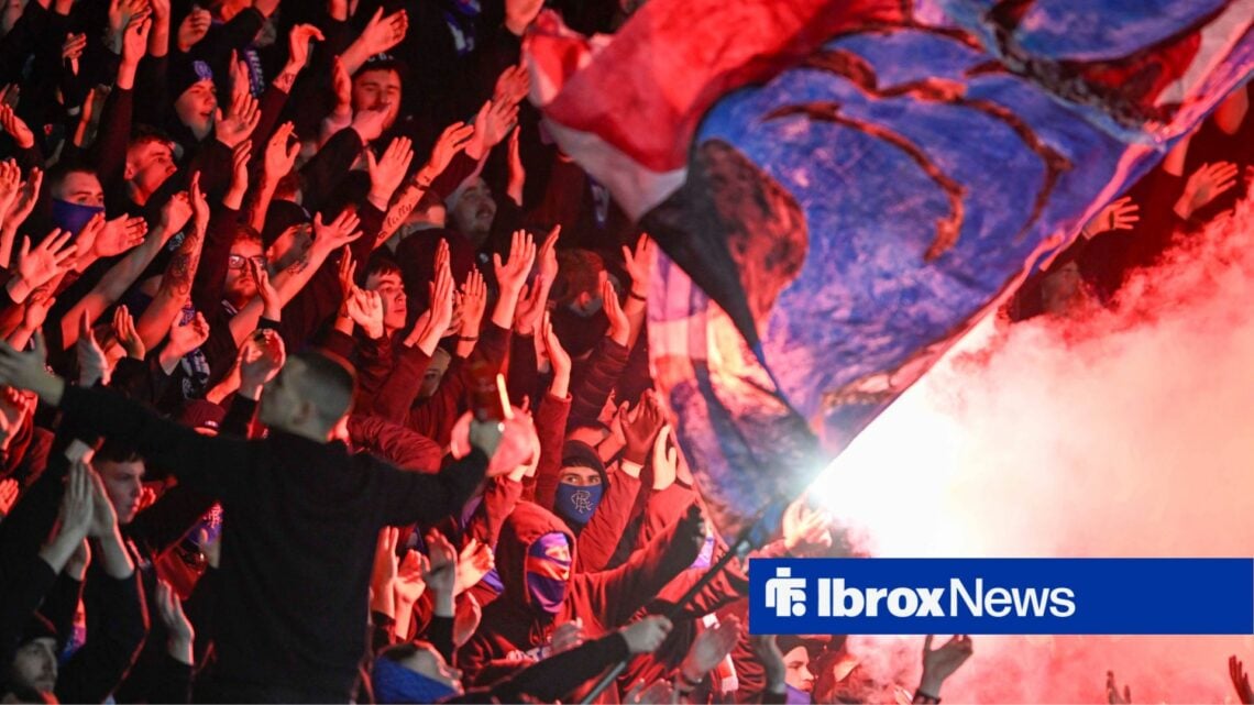 Rangers fans lighting pyrotechnics