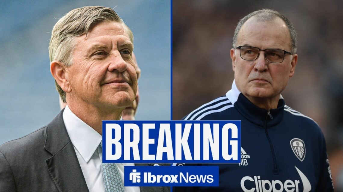 Rangers chairman Andrew Cavenagh is on the left, looking towards a picture of Marcelo Bielsa when he was the Leeds United manager