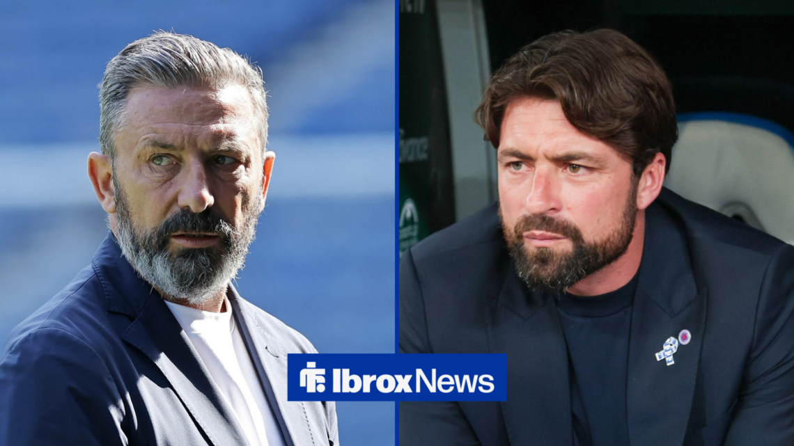 Derek McInnes alongside Russell Martin in a split image