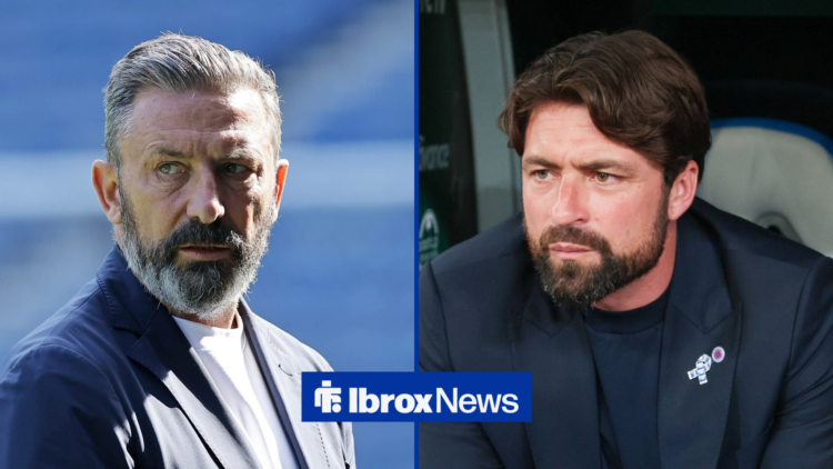 Derek McInnes alongside Russell Martin in a split image