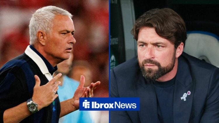 Jose Mourinho alongside Russell Martin