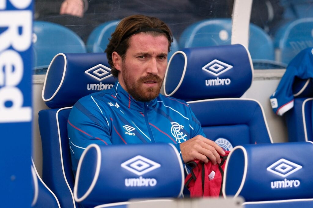 Rangers midfielder Joe Rothwell sitting on bench