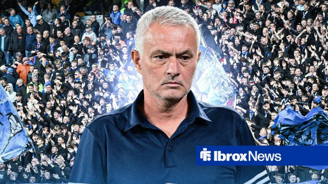 Jose Mourinho in front of Rangers fans at Ibrox