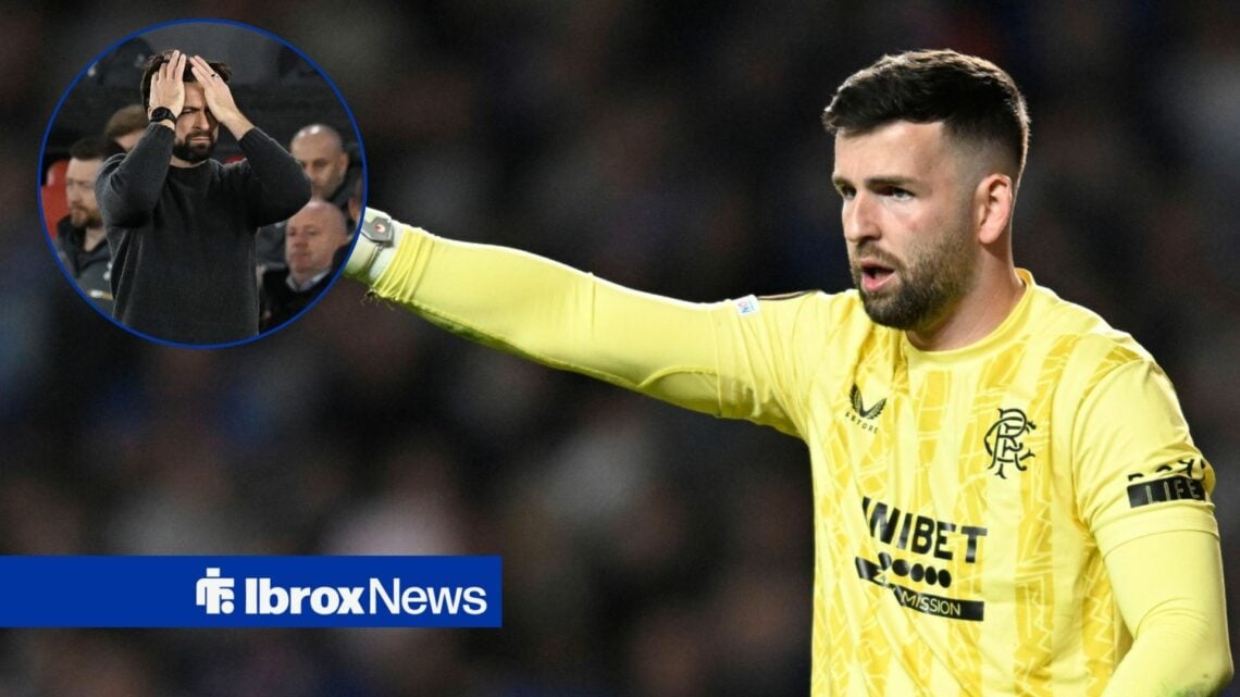 Liam Kelly pointing with Russell Martin in left circular inset