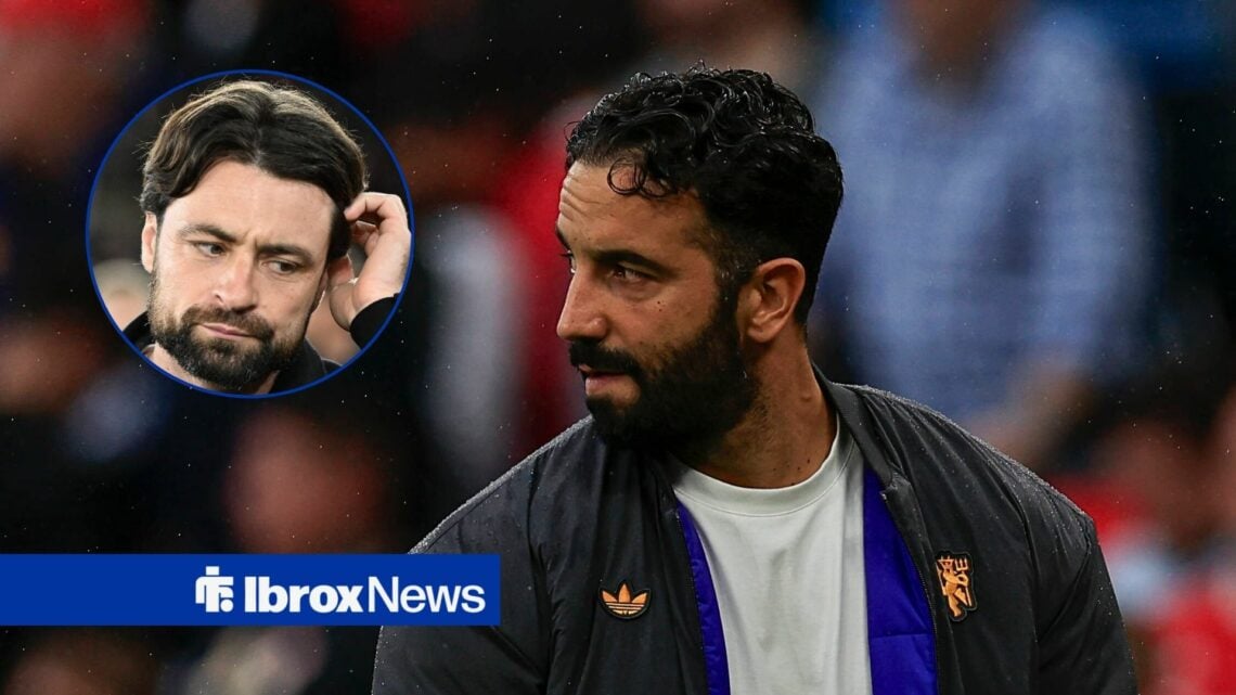 Rangers manager Russell Martin in circular inset and Manchester United boss Ruben Amorim