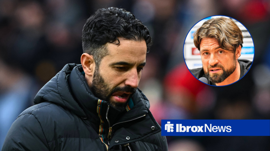 Rangers manager Russell Martin in circular inset and Manchester United boss Ruben Amorim