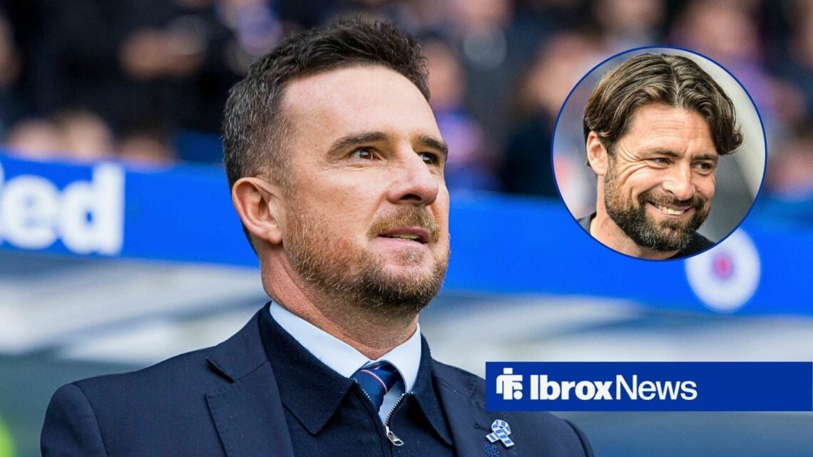 Rnagers manager Russell Martin in circular inset and Barry Ferguson