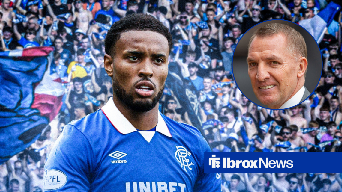 Rangers striker Youssef Chermiti and Brendan Rodgers in circular inset