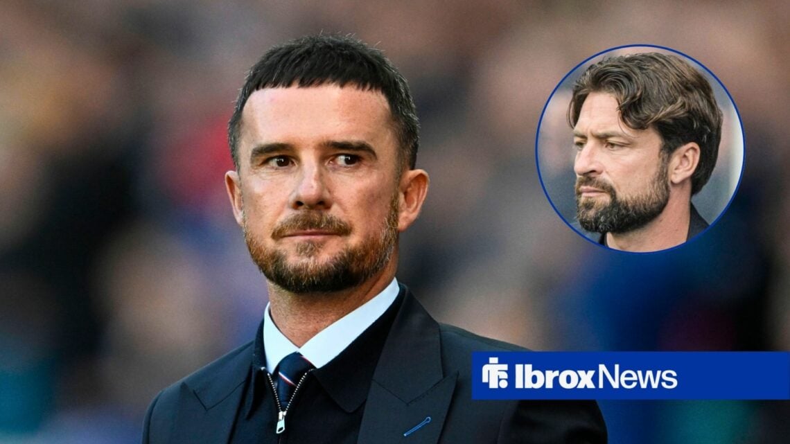 Rangers manager Russell Martin in circular inset and Barry Ferguson