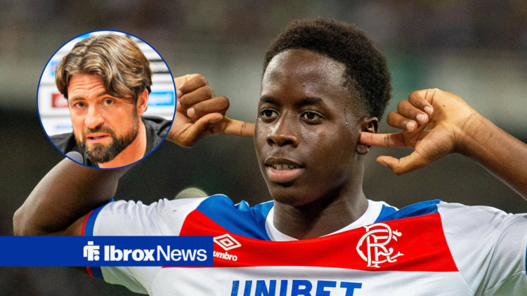 Rangers forward Djeidi Gassama and Russell Martin in circular inset