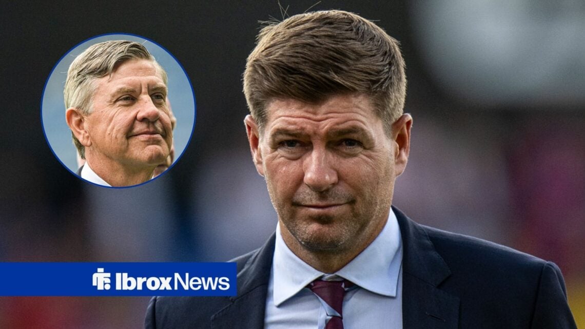 Rangers chairman Andrew Cavenagh in circular inset and Steven Gerrard