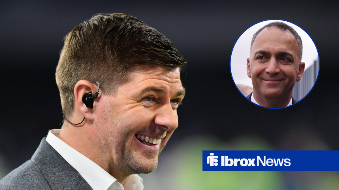 Steven Gerrard and Rangers vice-chairman Paraag Marathe in circular inset