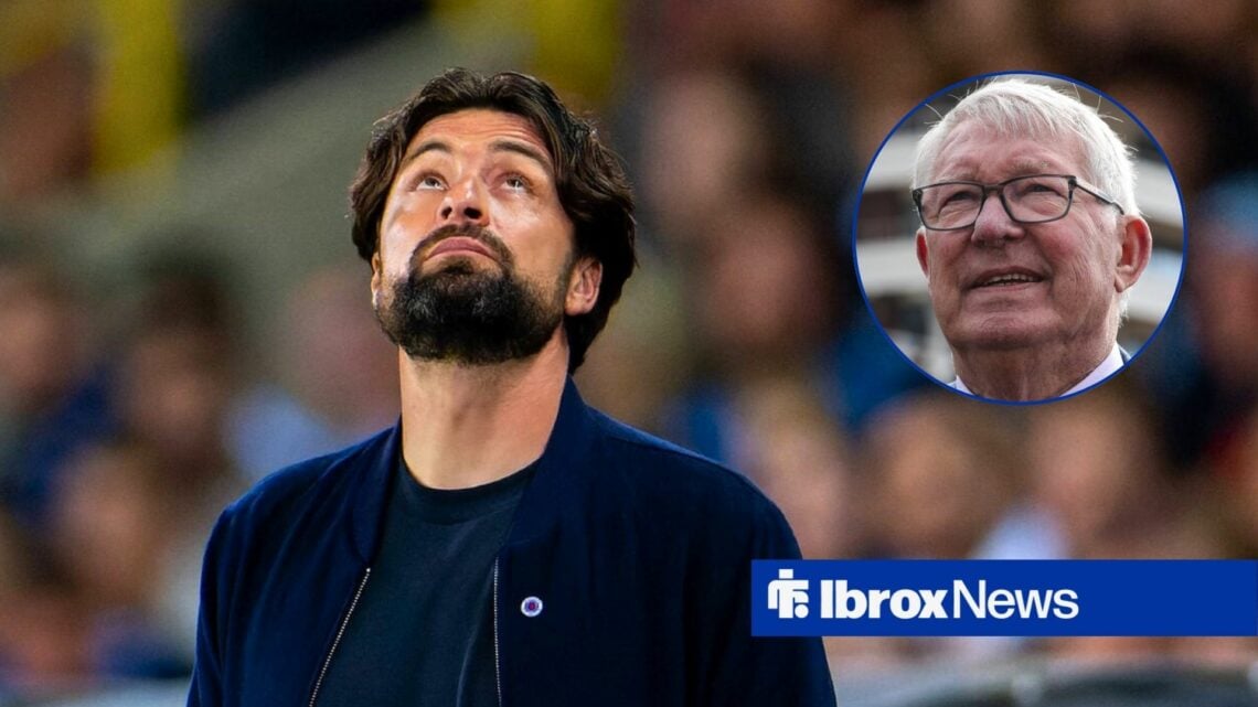 Rangers manager Russell Martin and Sir Alex Ferguson in circular inset