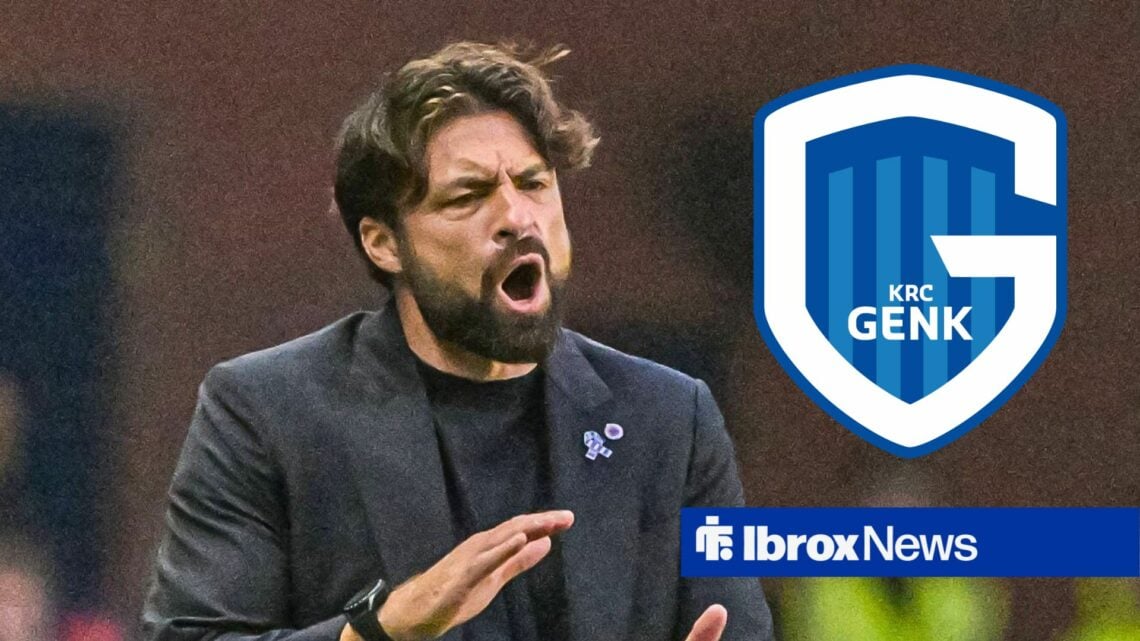 Rangers manager Russell Martin and Genk logo