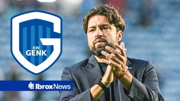 Rangers manager Russell Martin and KRC Genk logo