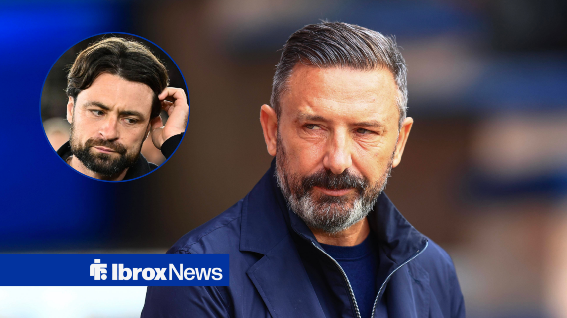 Rangers manager Russell Martin in circular inset and Hearts boss Derek McInnes