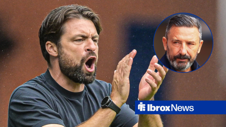 Rangers manager Russell Martin and Hearts boss Derek McInnes in circular inset
