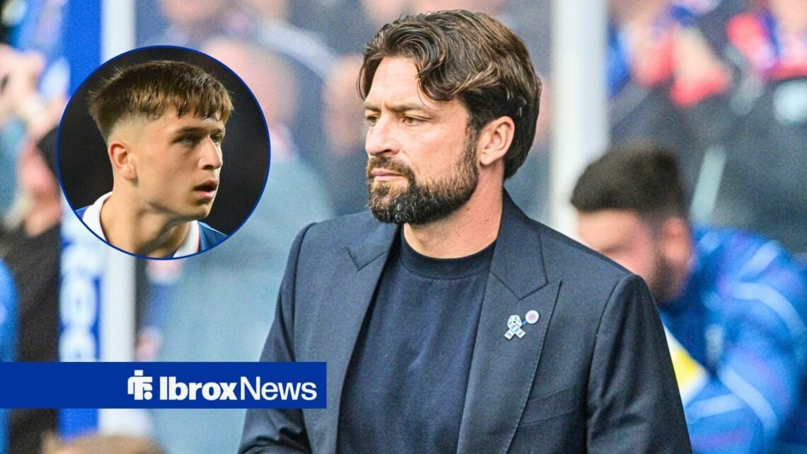 Rangers manager Russell Martin and Mikey Moore in circular inset