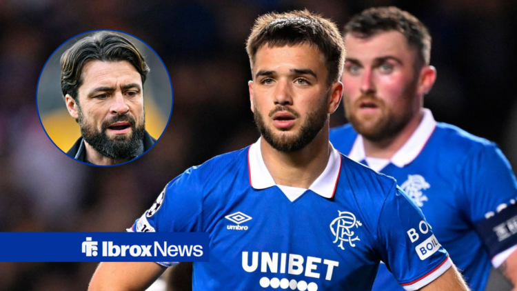 Rangers midfielder Nicolas Raskin and Russell Martin in circular inset