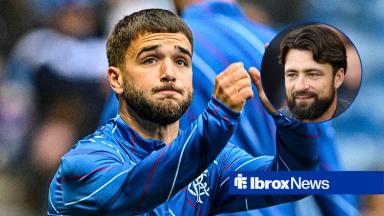 Rangers midfielder Nicolas Raskin and Russell Martin in circular inset