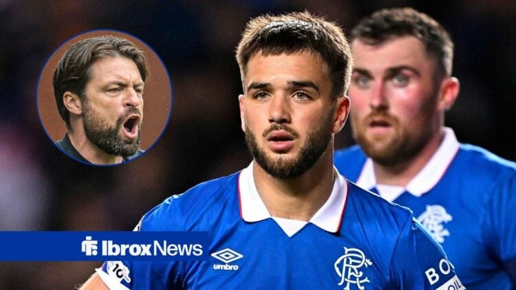 Rangers midfielder Nicolas Raskin and Russell Martin in circular inset