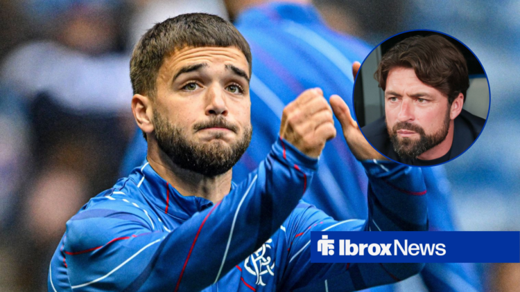 Rangers midfielder Nicolas Raskin and Russell Martin in circular inset
