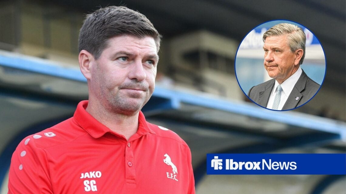 Steven Gerrard alongside a circle inset of Andrew Cavenagh.