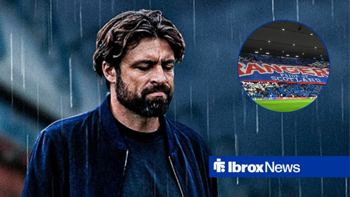 Russell Martin alongside a circle inset of Rangers fans.