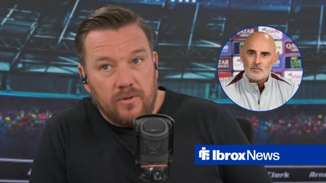 Former Tottenham player Jamie O'Hara speaks with Rangers-linked manager Kevin Muscat inset