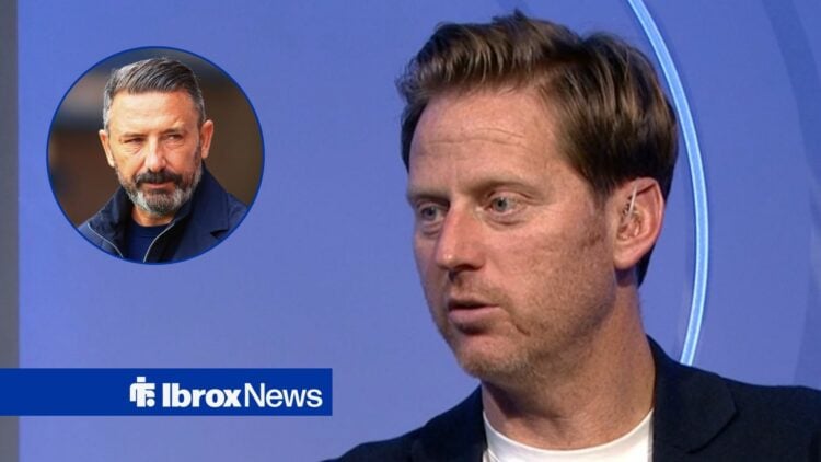 Michael Stewart looking towards Derek McInnes in a circle inset