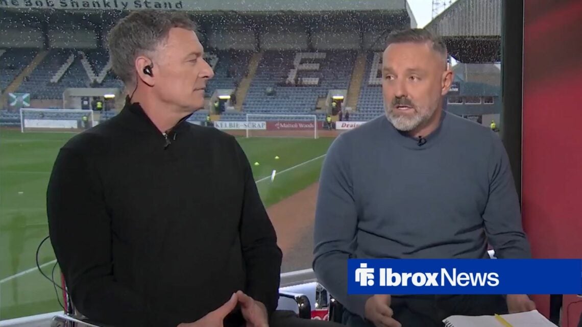 Chris Sutton looking towards an angry Kris Boyd in the Sky Sports studio