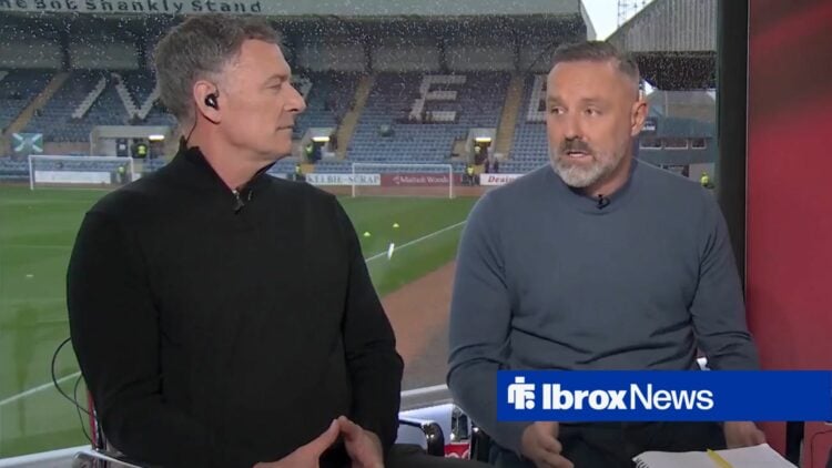Chris Sutton looking towards an angry Kris Boyd in the Sky Sports studio