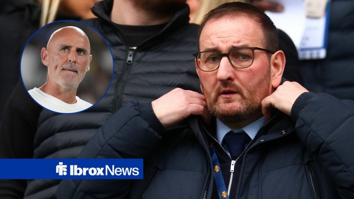 Kevin Thelwell looking worried away from an annoyed Kevin Muscat in a circle inset