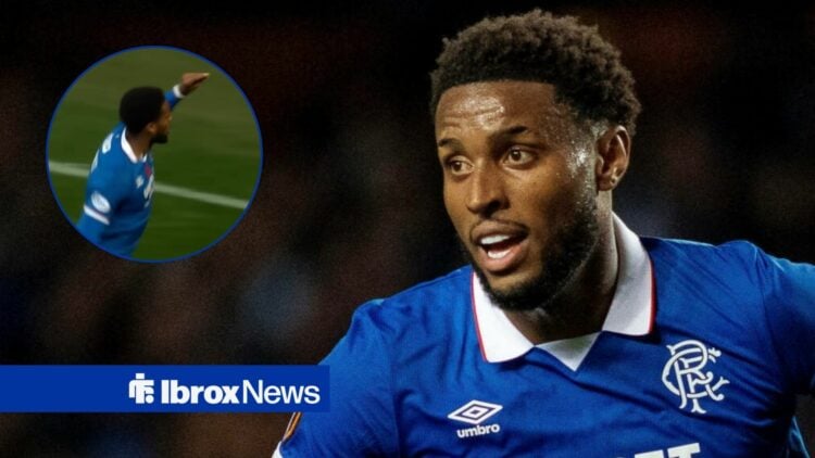 Youssef Chermiti playing for Rangers looking towards Youssef Chermiti celebrating for Rangers