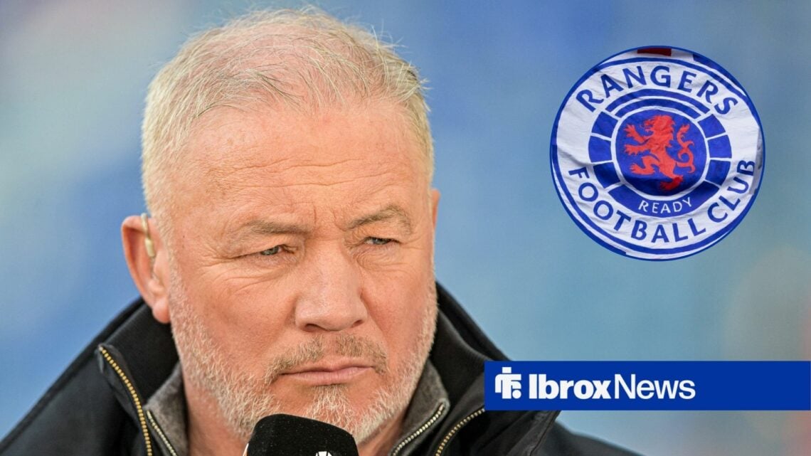 Ally McCoist alongside a circle inset of the Rangers badge.