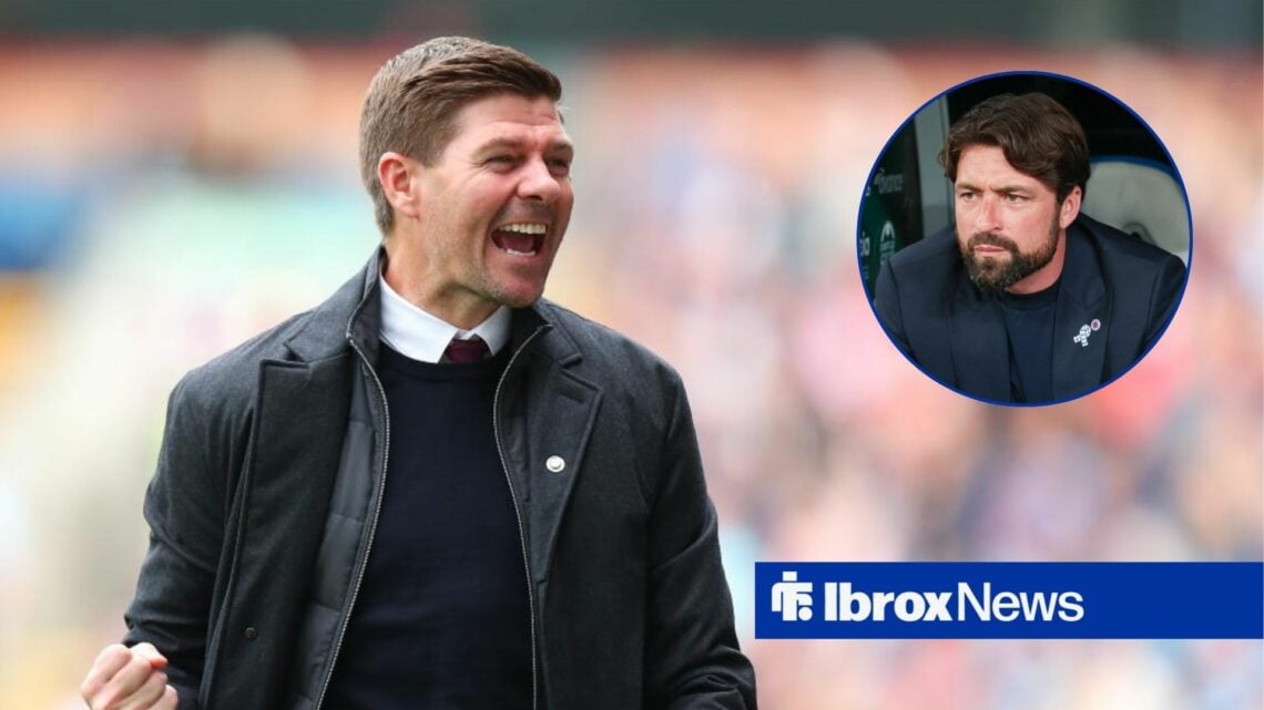 Steven Gerrard alongside a circle inset of Russell Martin.