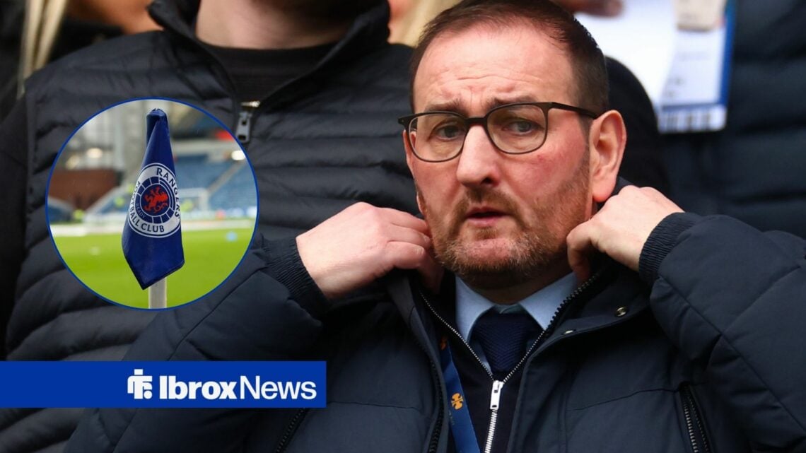 Rangers sporting director Kevin Thelwell with Rangers flag inset
