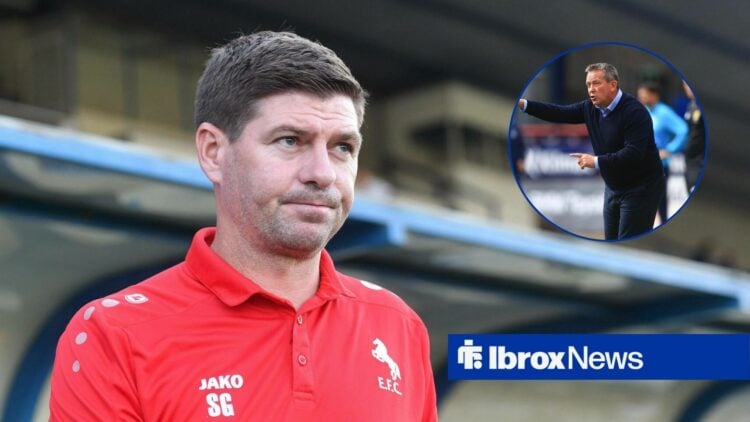 Steven Gerrard alongside a circle inset of Billy Dodds.