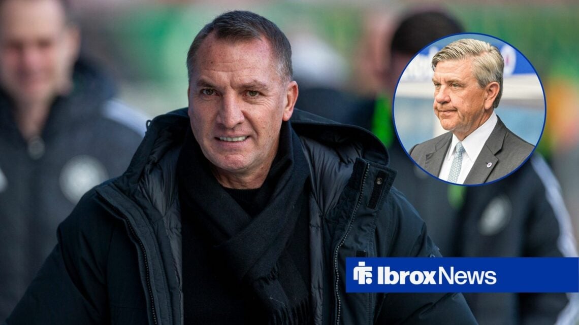 Brendan Rodgers smiling with Andrew Cavenagh in circle
