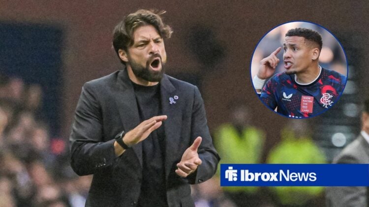 Russell Martin alongside a circle inset of James Tavernier.