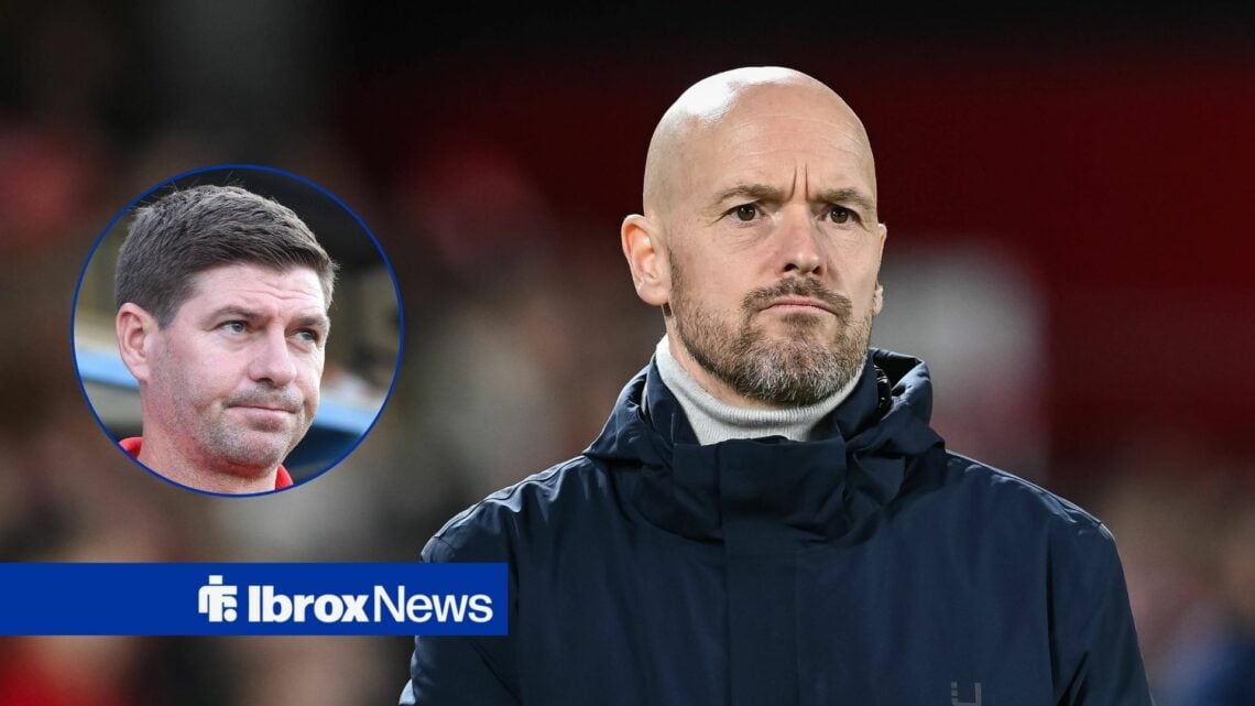 Former Manchester United manager Erik ten Hag with former Rangers boss Steven Gerrard inset