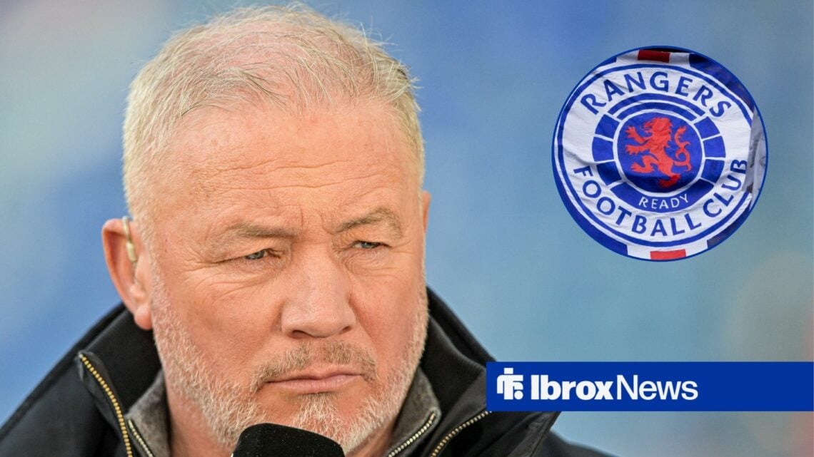 Ally McCoist alongside a circle inset of the Rangers badge.