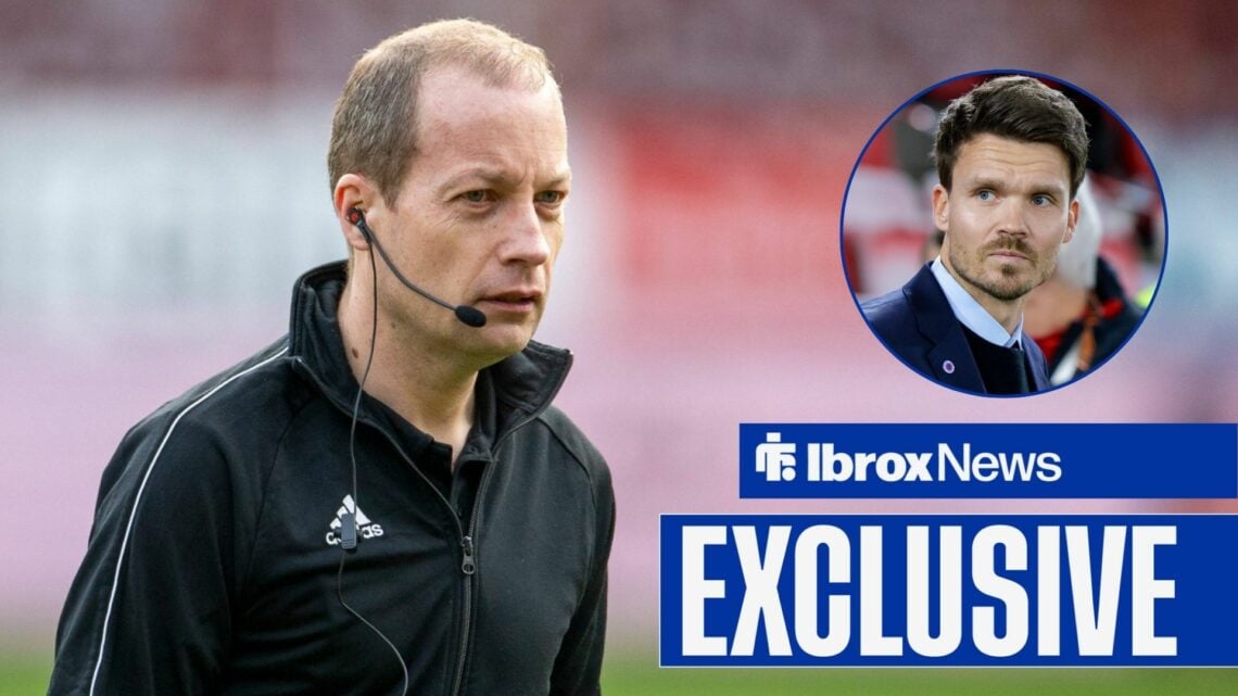 Willie Collum looking to the right with Danny Rohl in circular inset